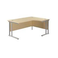 Twin Upright Right Hand Radial Desk (FSC) 1600X1200 Maple/Silver