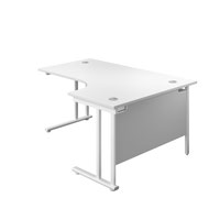 1600X1200 Twin Upright Right Hand Radial Desk White-White + Desk High Ped