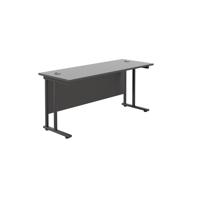 Twin Upright Rectangular Desk: 600mm Deep  1600X600 Black/Black