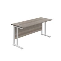 1600X600 Twin Upright Rectangular Desk Grey Oak-White