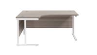 Twin Upright Left Hand Radial Desk (FSC) 1800X1200 Grey Oak/White