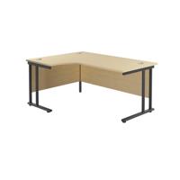 Twin Upright Left Hand Radial Desk (FSC) 1800X1200 Maple/Black