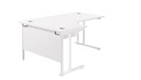 Twin Upright Left Hand Radial Desk (FSC) 1800X1200 White/White