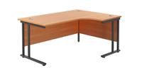 Twin Upright Right Hand Radial Desk  1800X1200 Beech/Black