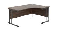 Twin Upright Right Hand Radial Desk (FSC) 1800X1200 Dark Walnut/Black