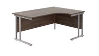 Twin Upright Right Hand Radial Desk (FSC) 1800X1200 Dark Walnut/Silver