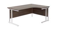 Twin Upright Right Hand Radial Desk (FSC) 1800X1200 Dark Walnut/White