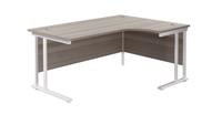 Twin Upright Right Hand Radial Desk (FSC) 1800X1200 Grey Oak/White