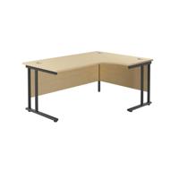 Twin Upright Right Hand Radial Desk (FSC) 1800X1200 Maple/Black