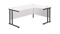 Twin Upright Right Hand Radial Desk  1800X1200 White/Black