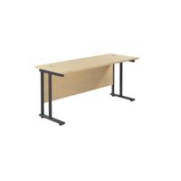Twin Upright Rectangular Desk: 600mm Deep (FSC) 1800X600 Maple/Black