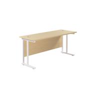 Twin Upright Rectangular Desk: 600mm Deep (FSC) 1800X600 Maple/White