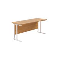Twin Upright Rectangular Desk: 600mm Deep  1800X600 Nova Oak/White