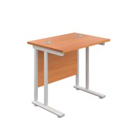 800X600 Twin Upright Rectangular Desk Beech-White