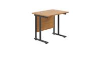 Twin Upright Rectangular Desk: 600mm Deep (FSC) 800X600 Nova Oak/Black