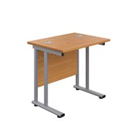 800X600 Twin Upright Rectangular Desk Nova Oak-Silver