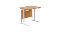 Twin Upright Rectangular Desk: 600mm Deep (FSC) 800X600 Nova Oak/White