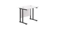 Twin Upright Rectangular Desk: 600mm Deep (FSC) 800X600 White/Black