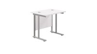 Twin Upright Rectangular Desk: 600mm Deep (FSC) 800X600 White/Silver