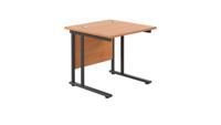 Twin Upright Rectangular Desk: 800mm Deep (FSC) 800X800 Beech/Black