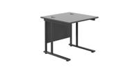 Twin Upright Rectangular Desk: 800mm Deep (FSC) 800X800 Black/Black