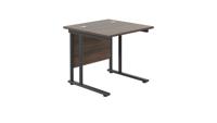 Twin Upright Rectangular Desk: 800mm Deep (FSC) 800X800 Dark Walnut/Black