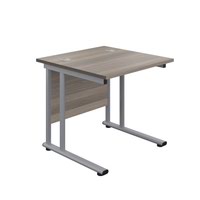 800X800 Twin Upright Rectangular Desk Grey Oak-Silver