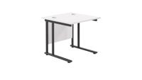 Twin Upright Rectangular Desk: 800mm Deep (FSC) 800X800 White/Black
