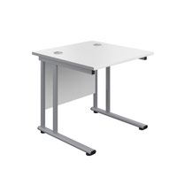 800X800 Twin Upright Rectangular Desk White-Silver