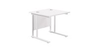 Twin Upright Rectangular Desk: 800mm Deep (FSC) 800X800 White/White