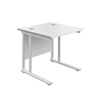 800X800 Twin Upright Rectangular Desk White-White