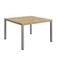 Fraction Infinity Square Meeting Table (FSC) 1200 X 1200 Natural Nebraska Oak/Silver
