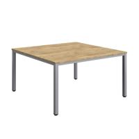 Fraction Infinity Square Meeting Table (FSC) 1400 X 1400 Natural Nebraska Oak/Silver