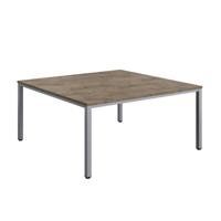 Fraction Infinity Square Meeting Table (FSC) 1600 X 1600 Grey Nebraska Oak/Silver