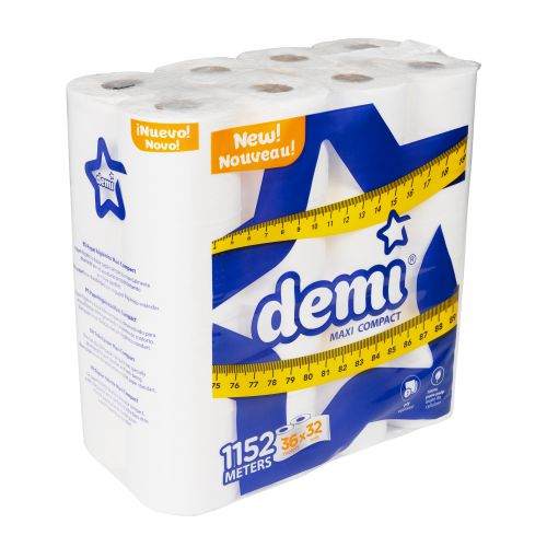 Navigator Demi Maxi Compact Toilet Rolls 2Ply 93mm 38mm Core 300 Sheets Case 32