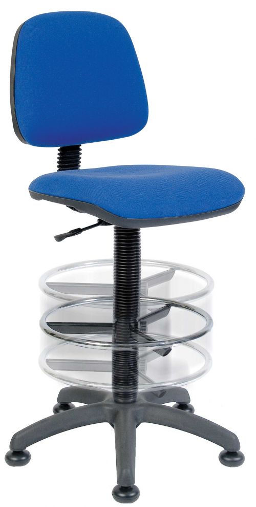 Teknik Ergo Blaster Blue Fabric Operator Chair Deluxe With Ring Kit Conversion and Movable Footring  | County Office Supplies