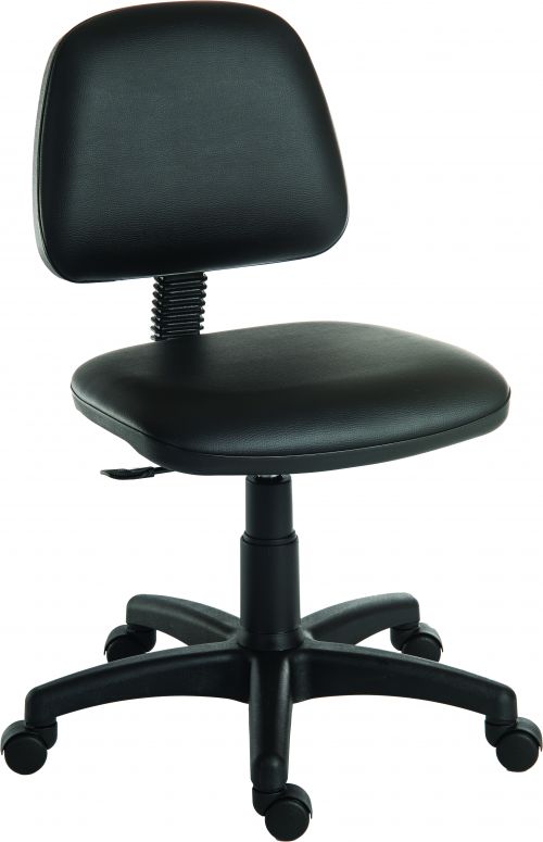 Teknik Office Ergo Blaster Black PU Operator Chair Medium Backrest Height Adjustable Wipe Clean Seat Accepts Optional Arm Rests