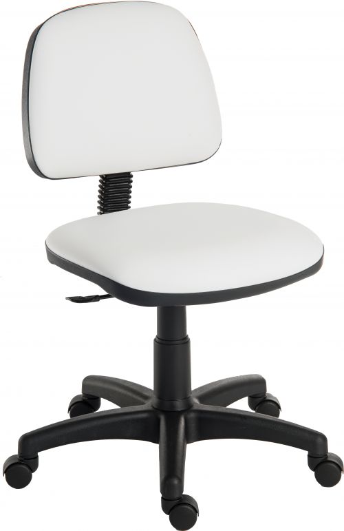 Teknik Office Ergo Blaster White PU Operator Chair Medium Backrest Height Adjustable Wipe Clean Seat Accept Optional Arm Rests