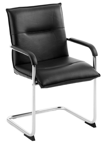 Envoy Cantilever Leather Faced Reception/Boardroom/Visitors Chair Black - 1309