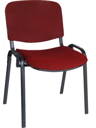 Teknik Office Conference Burgundy Fabric Stackable Fully Assembled Chair with padded seat and backrest.