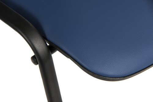 13201TK | The Teknik Office Blue PU Fabric Conference Chair is the perfect accompaniment for all reception, waiting areas and conference rooms. Finished in a PU fabric, this ensures the chair is wipe clean, vital for hygiene and safety. It has a padded seat and backrest and stacks for easy space saving storage. They are already fully assembled so they are instantly ready to use. Also available in this range is Black PU, Blue fabric, Burgundy fabric and Black fabric and with optional fixed armrests.