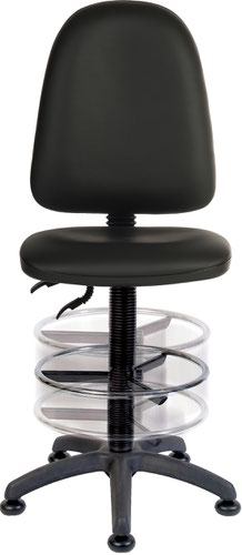 Teknik Office Ergo Twin PU Black Operator chair with a deluxe ring kit conversion and movable footring.