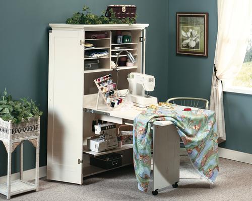 Teknik Office Hideaway Office / Craft Station Antiqued White Finish