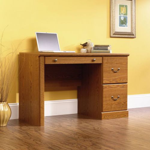 Teknik Office Carolina Oak Effect Traditional Computer Workcentre with one A4 Filer Drawer Hidden Storage Cupboard and Flip Down Keyboard Drawer