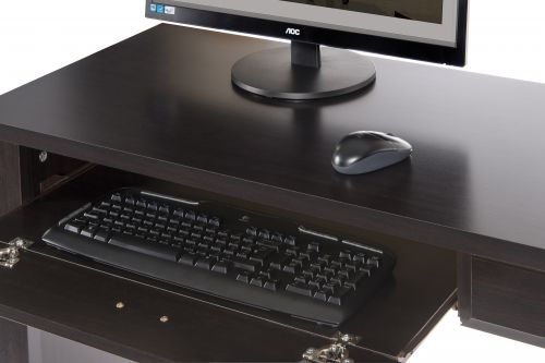 Teknik Office Jamocha Wood Effect Laptop Home Office Study Desk With Stationery And Keyboard Drawer | 5409936 | Teknik