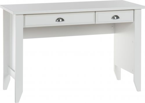 The Teknik Office Soft White Effect Laptop Desk, a fabulous and contemporary styled option, an ideal fit for the home office. This smart and traditional desk provides ample space for work, writing, and laptops. It benefits from features such as a stationery drawer, an additional flip down keyboard shelf, which doubles up as another drawer, silver effect handles, side panel inserts, chunky desk top and a stylish tapered leg detail. The neutral yet classy Oiled Oak Effect tone of this desk makes it an ideal match for all rooms and office colour schemes. This desk is also available in a Jamocha Wood Effect and an Oiled Oak Effect colouring.