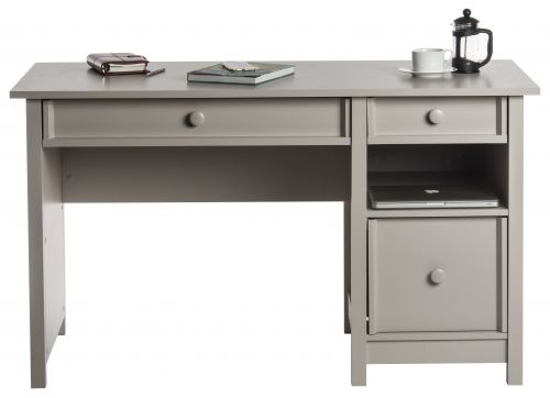 Teknik Office Cobblestone Grey Home Computer Desk With A4 Teknik Office Cobblestone Grey Home Computer Desk With A4 Filer Stationery And Central Storage Drawer