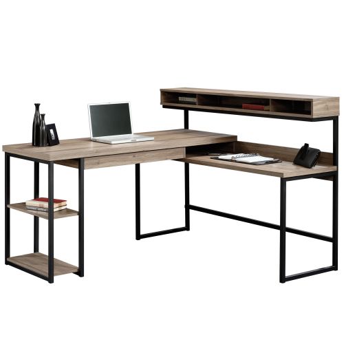 Teknik Office Streamline L-Shaped Executive Desk with Salt Oak Finish and Stylish Durable Steel Frame | 5414417 | Teknik
