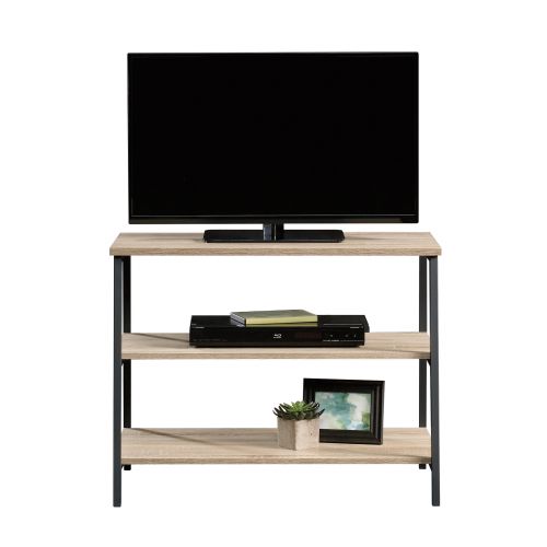 Teknik Office Industrial Style TV Stand with Durable Black Metal Frame and Charter Oak Effect Shelves and Room for 36in TV | 5420034 | Teknik