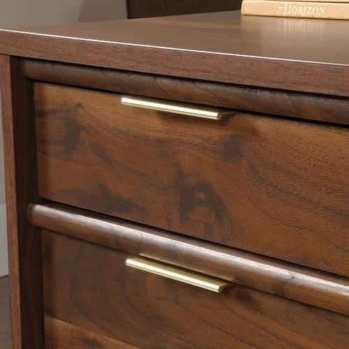 Teknik Office Clifton Place Executive Desk with Grand Walnut Effect Finish Flip Down Keyboard Shelf Two File Drawers and Solid Wooden Feet